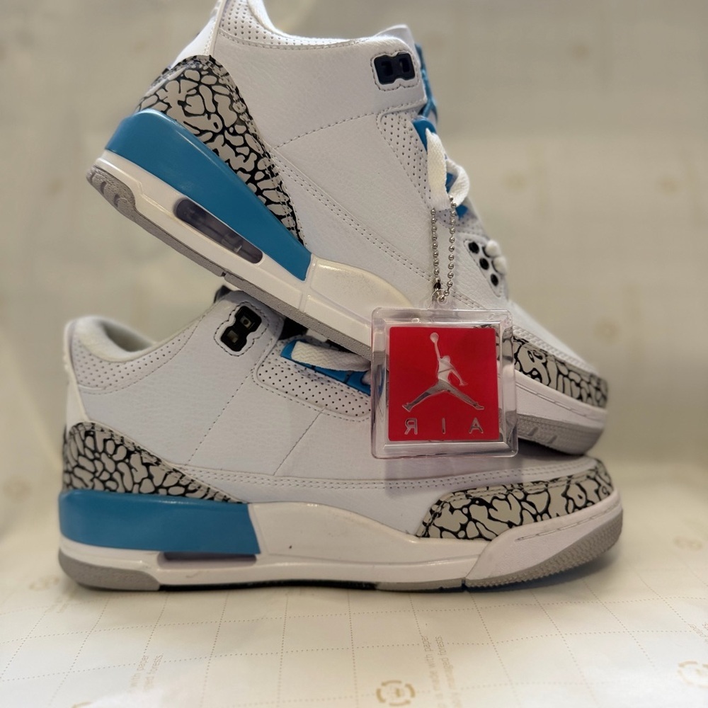 Jordan Kids Sneakers - White and Blue with Gray Accents